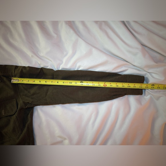 Vintage Men's Wool Green Army Style Button Up Shirt Size S - Picture 12 of 14